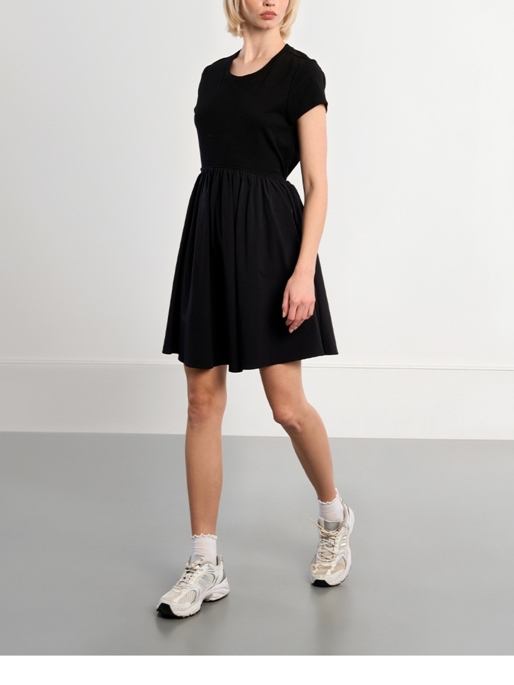 Lili Sidonio Womens Black Fit & Flare Short Sleeve Dress Drawstring M RL757EP